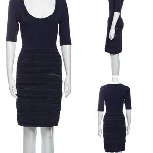 Marchesa Voyage Navy Blue Scoop Neck Sheath Dress Size Large